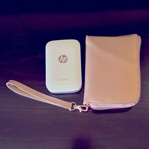 HP Sprocket with Rose Gold Metallic Wristlet Carry case